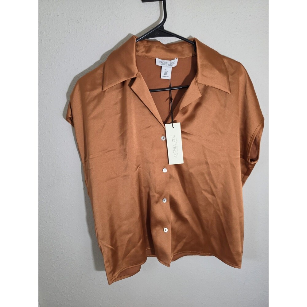 Rachel Zoe Satin Button Front Blouse Top Size Small NWT